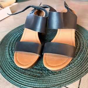 Madden Girl Black and Tan Sandals